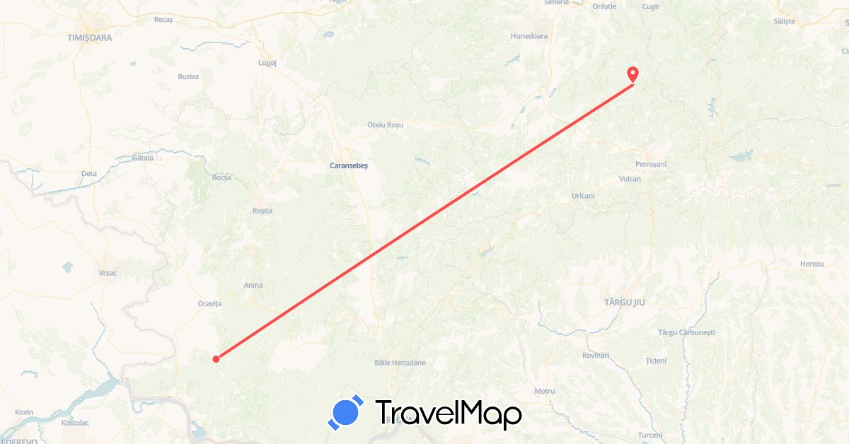 TravelMap itinerary: driving, hiking in Romania (Europe)